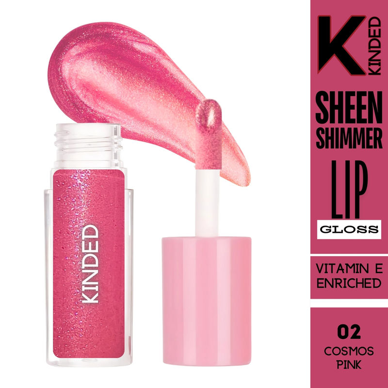 KINDED Sheen Shimmer Lip Gloss - 02 Cosmos Pink