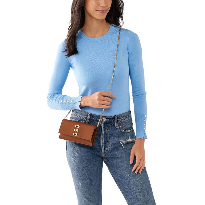 Portefeuille Fossil Penrose Wallet Crossbody S - Cuir Red Mahogany - Neuf Avec étiquettes