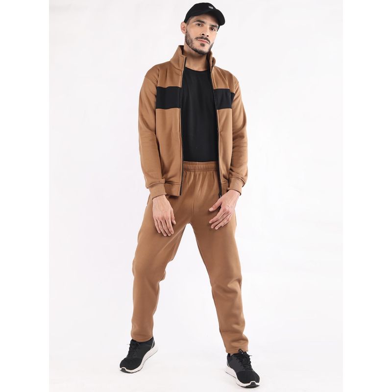 CHKOKKO Men Brown Tracksuit (Set of 2) (XL)