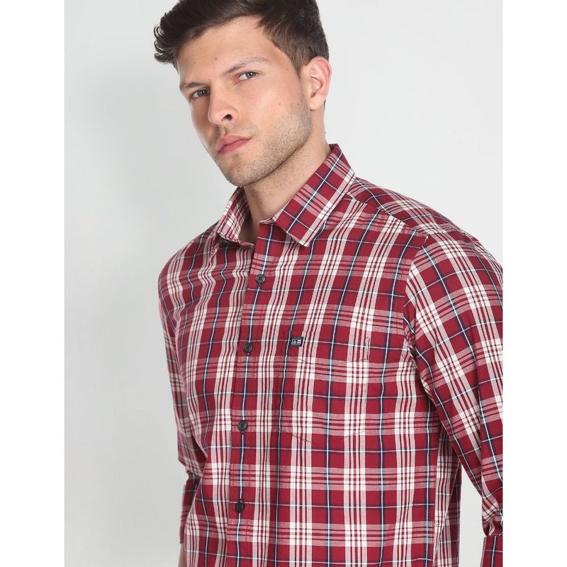 Arrow Sports Point Collar Plaid Check Shirt (40)