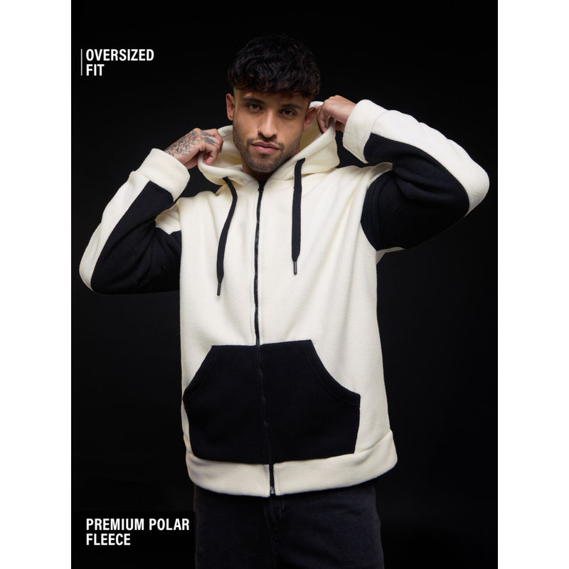 The Souled Store Zipper Monochrome Men Oversized Hoodie (L)