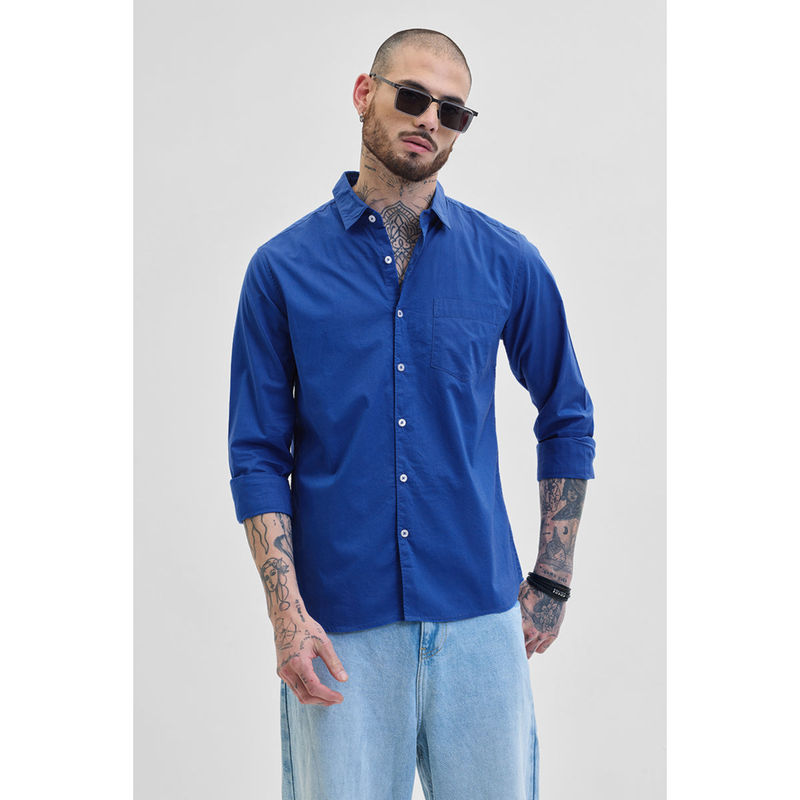Snitch Men Core Lab Blue Slim Fit Shirt (M)