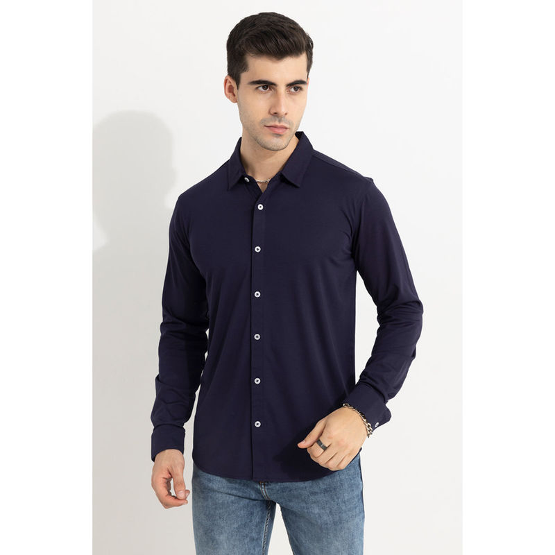 Snitch Men Superflex Navy Blue Shirt (M)