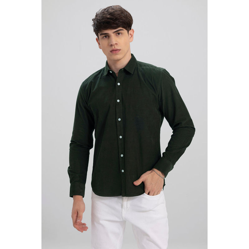 Snitch Men Authentic Green Corduroy Shirt (XL)