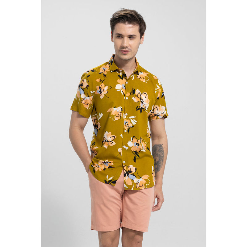 Snitch Men Garden Viola Flaxen Mustard Shirt (S)