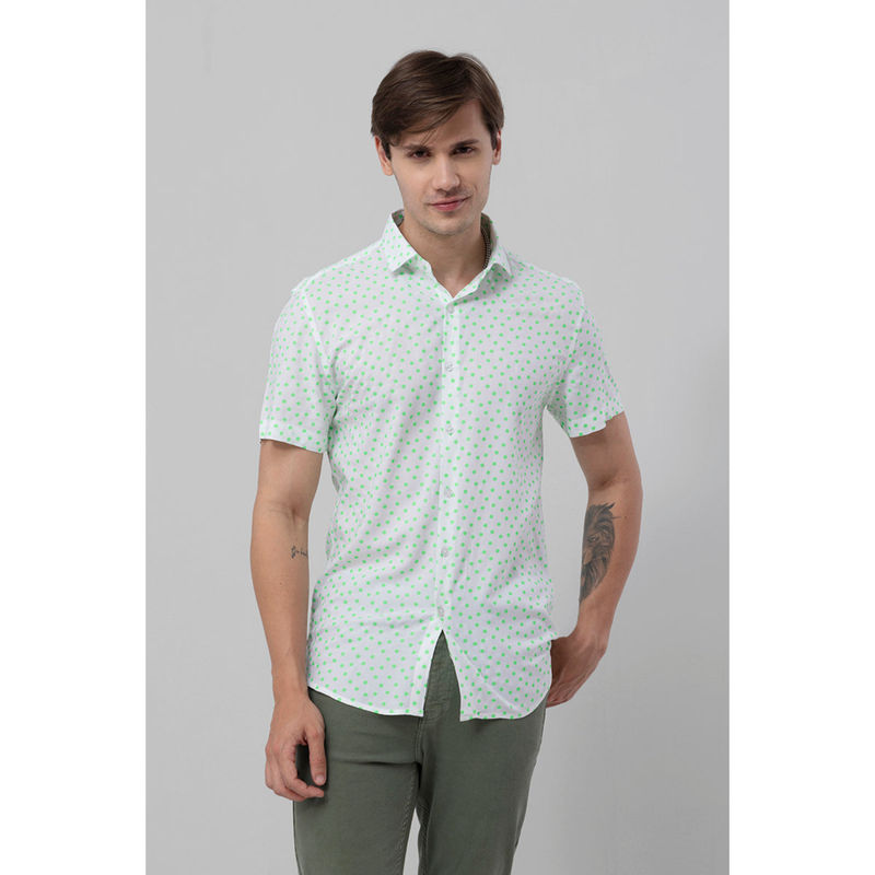 Snitch Men Fluorescence Polka Dots Green Shirt (L)