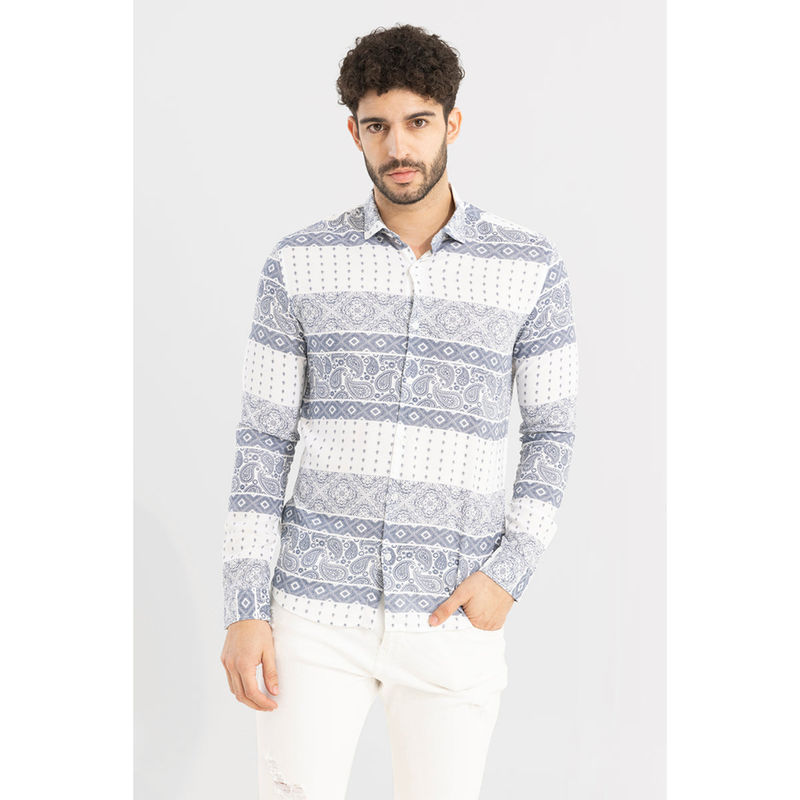 Snitch Men Boho Art Blue & White Shirt (L)