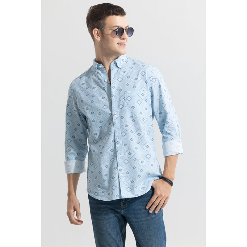 Snitch Men Cloister Blue Seersucker Shirt (2XL)