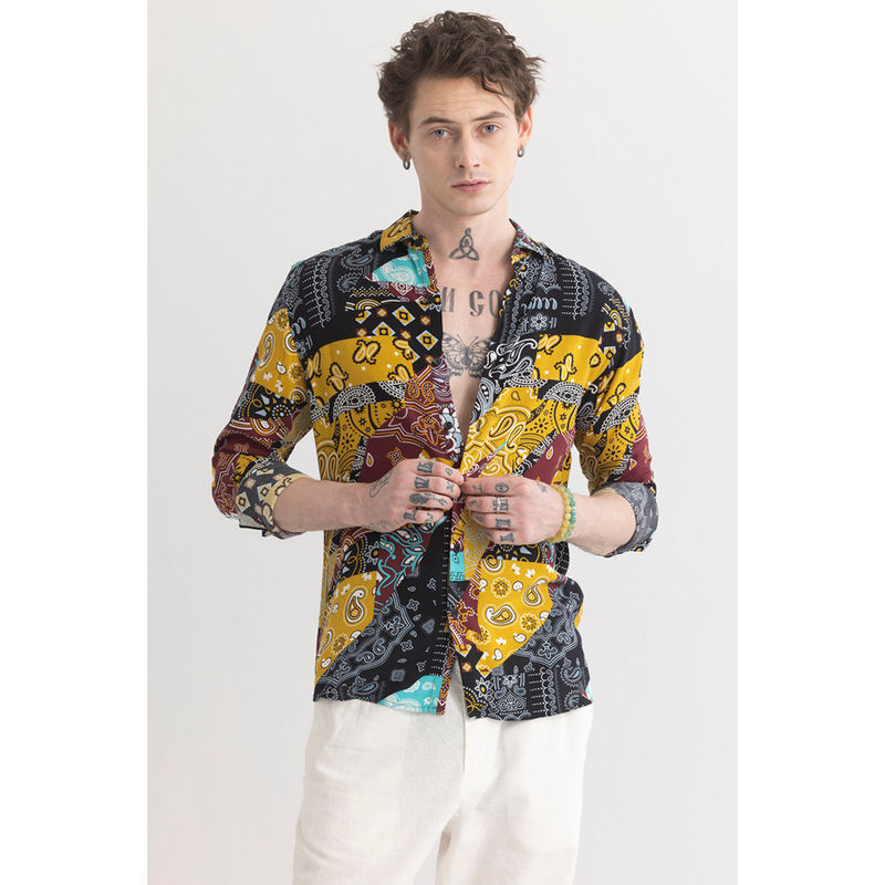 Snitch Men Paisley Mosaic Multi-Color Shirt (XS)