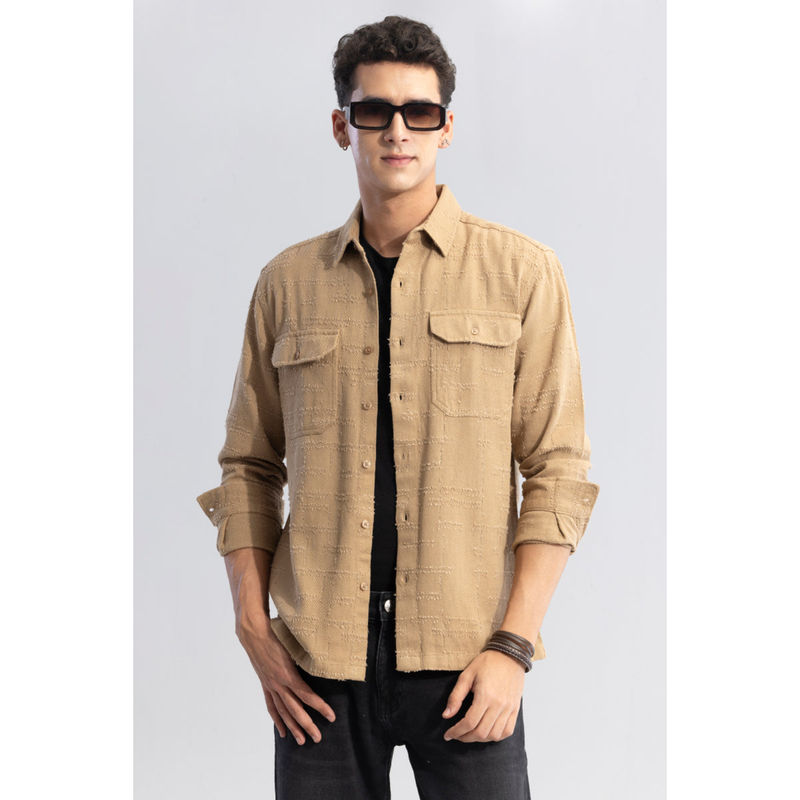 Snitch Men Fabric Fusion Khaki Shirt (2XL)