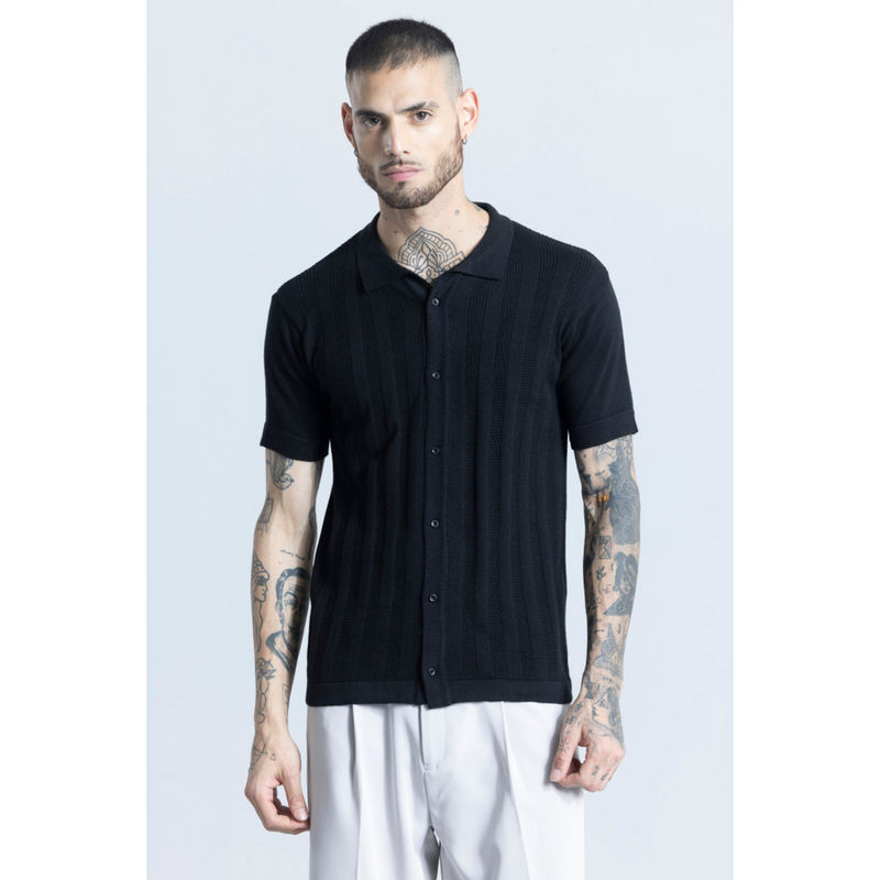 Snitch Men Terra Knit Knitted Crochet Jett Black Shirt (M)