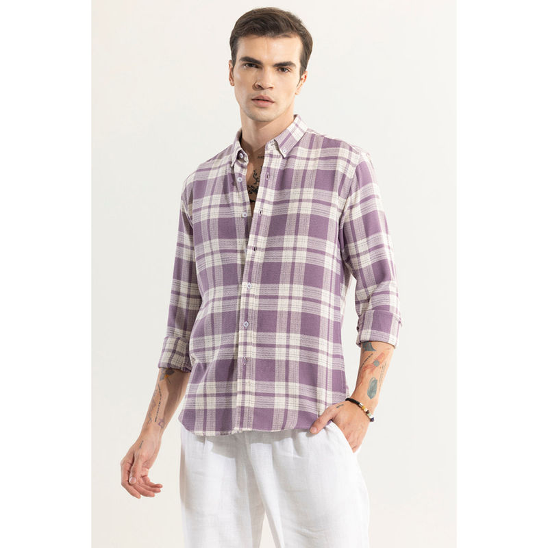 Snitch Men Breezy Lavender Checks Shirt (L)