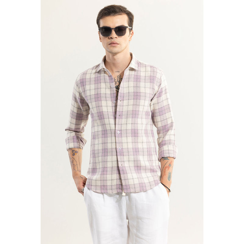 Snitch Men Summer Bliss Lavender Checks Shirt (2XL)