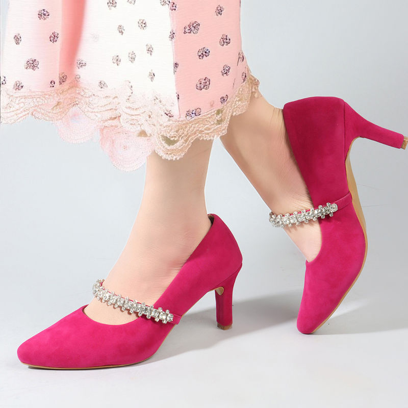 ELLE Pink Slip On Party Wear Women Pumps (EURO 36)