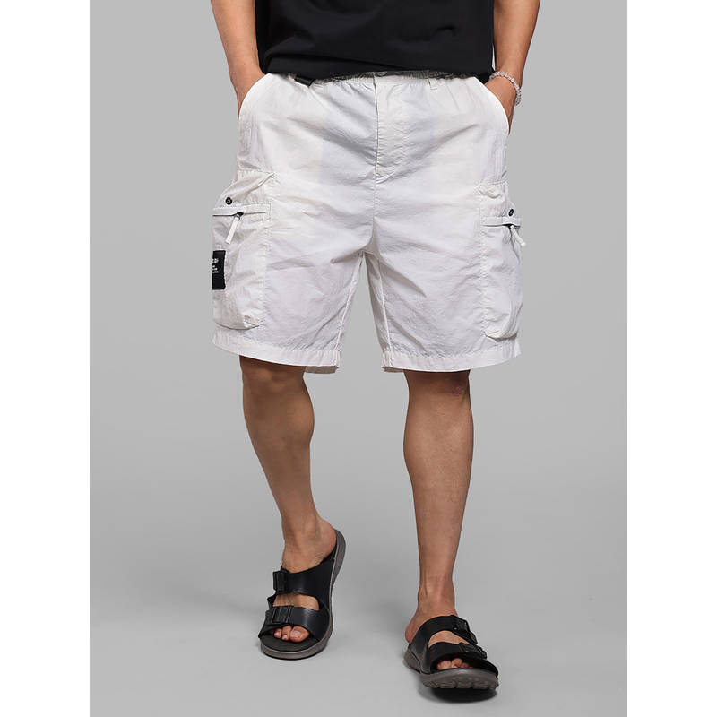 ROOKIES White Solid Nylon Loose Shorts (32)