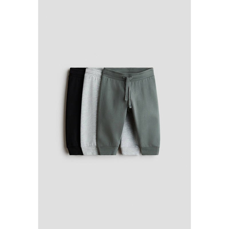 H&M Unisex Multi-Color 3-pack cotton joggers (0-1 Months)