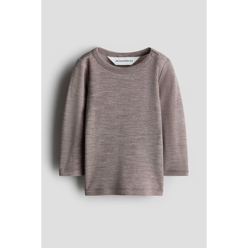H&M Unisex Brown Merino wool jersey top (0-1 Months)