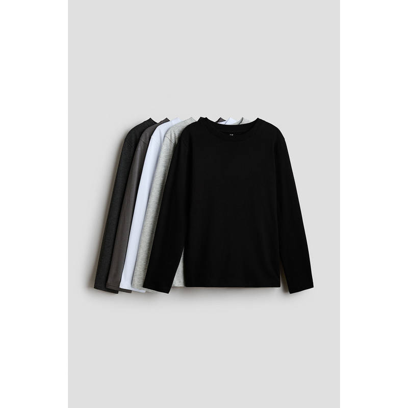 H&M Boys Multi-Color 5-pack long-sleeved cotton T-shirts (8-10 Years)