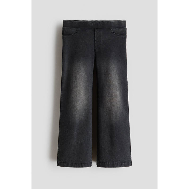H&M Girls Black Denim-look wide-leg jeggings (1.5-2 Years)