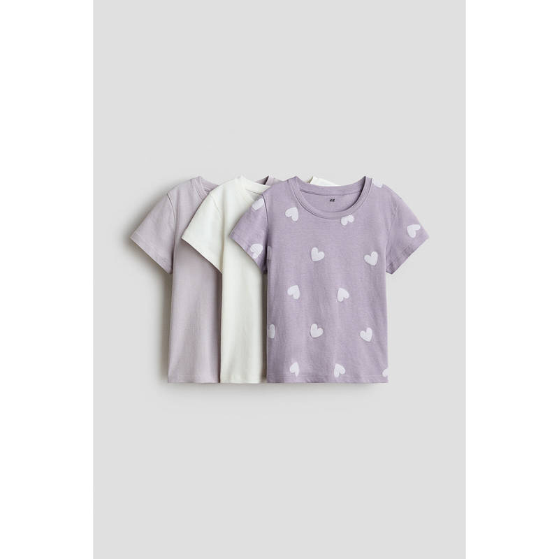 H&M Girls Multi-Color 3-pack cotton T-shirts (2-4 Years)