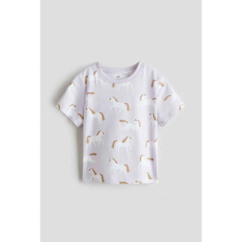 H&M Girls Purple Printed T-shirt (6-8 Years)