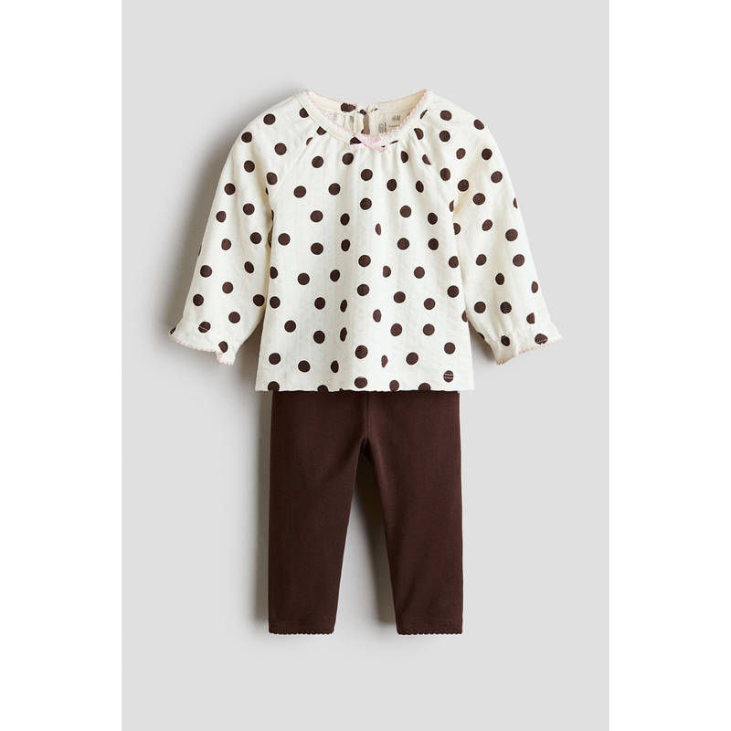 H&M Girls White 2-piece cotton set (4-6 Months)