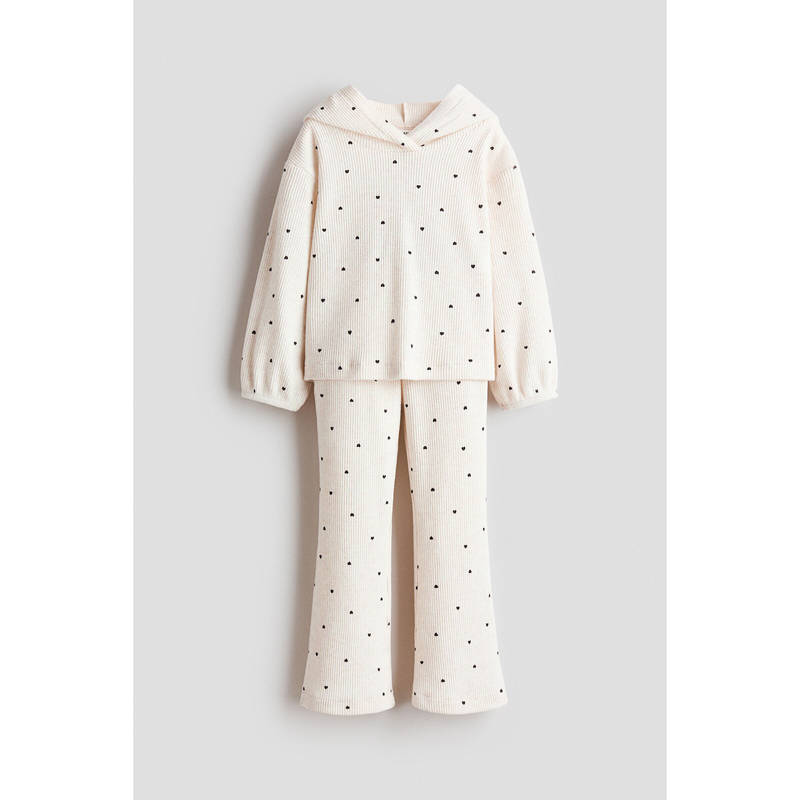H&M Girls Beige 2-piece rib-knit Co-ord Set (1.5-2 Years)