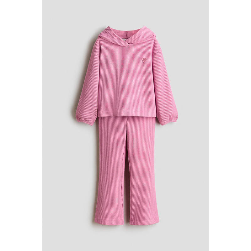 H&M Girls Pink 2-piece rib-knit Co-ord Set (1.5-2 Years)
