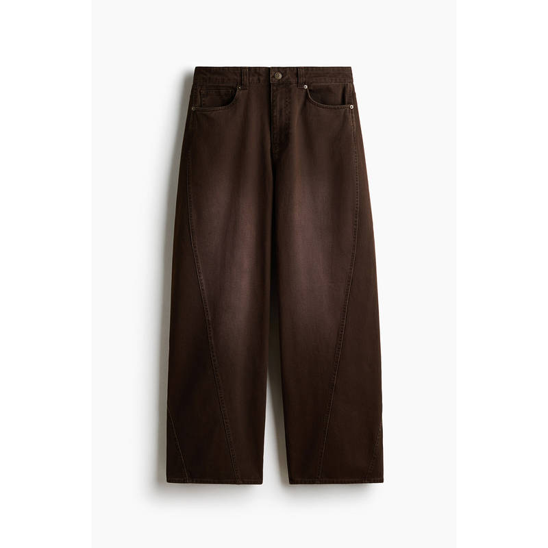 H&M Men Brown Loose Wide Twisted-seam Jeans