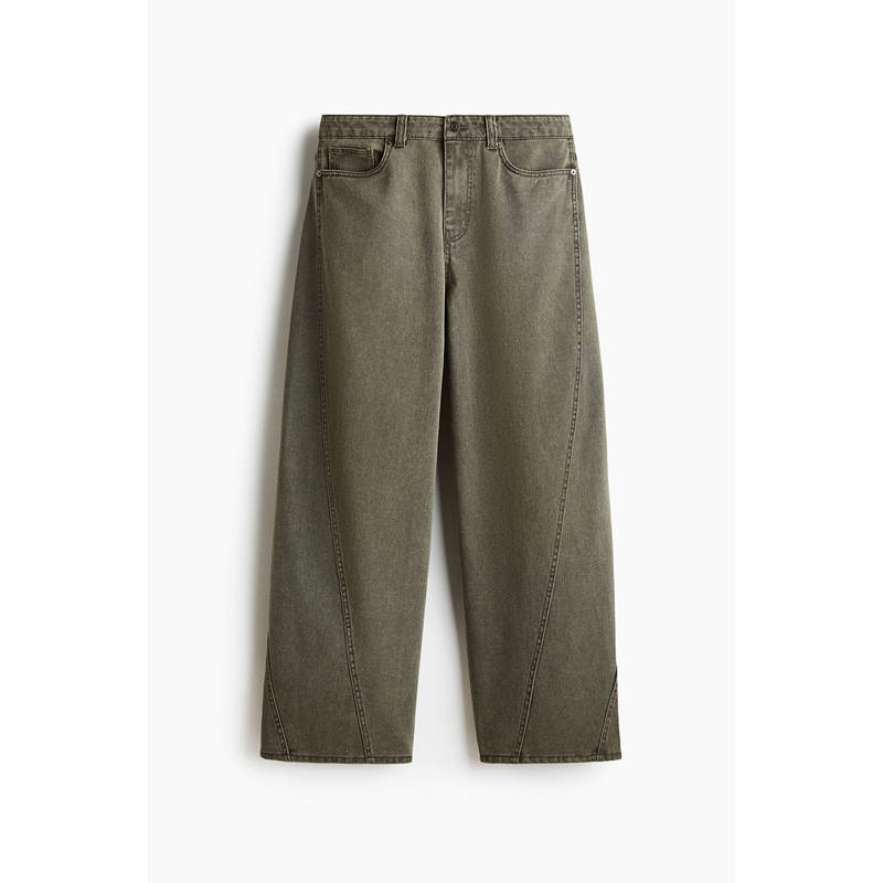 H&M Men Green Loose Wide Twisted-seam Jeans - Image 1
