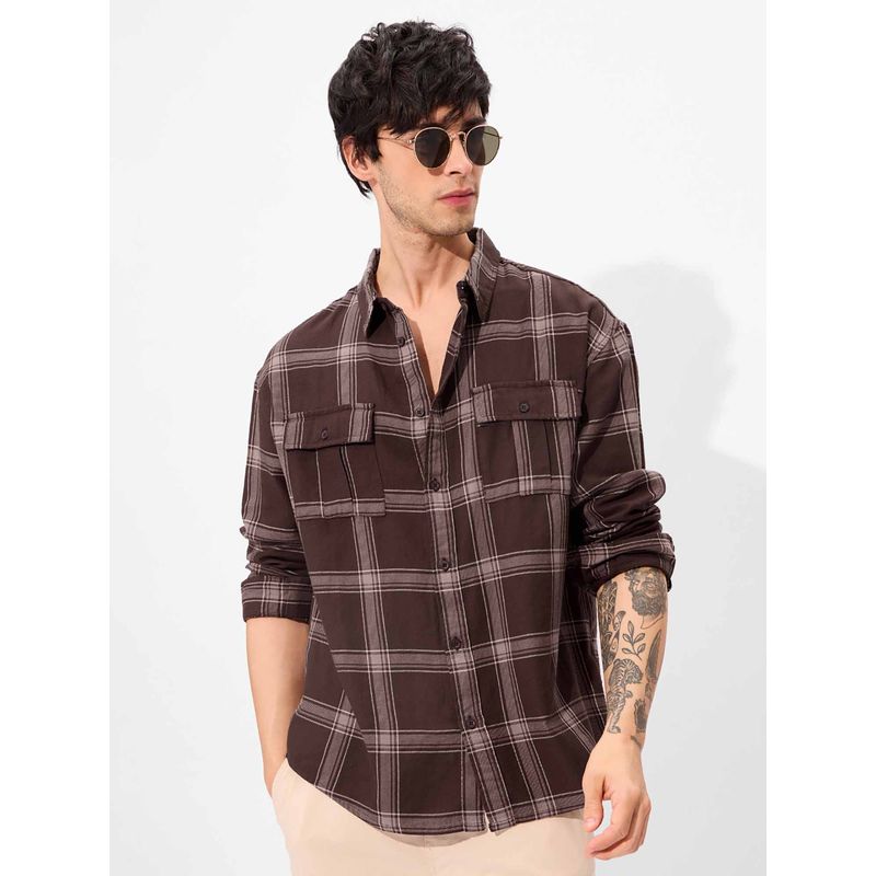 The Souled Store Originals- Brown Men Shirt (L)