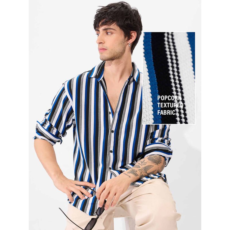The Souled Store Stripes- Multi-Colour Men Textured Shirt (XL)