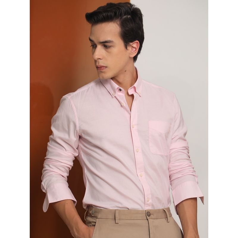 Rare Rabbit Auxfo Solid Shirt Pink (L)