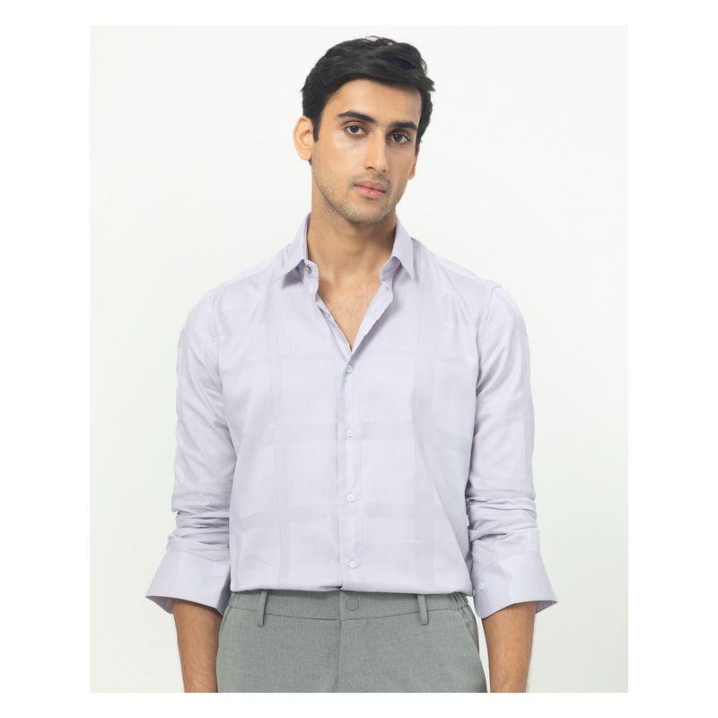 Rare Rabbit Boxlines Solid Self Jacquard Shirt Lavender (S)