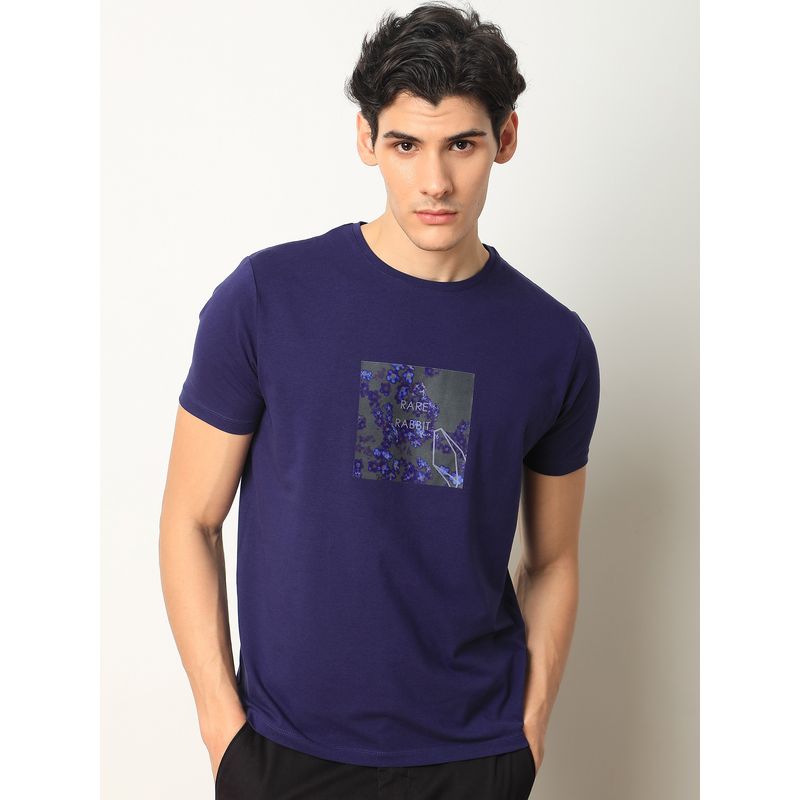 Rare Rabbit Capri Graphic Printed T-Shirt Purple (M)