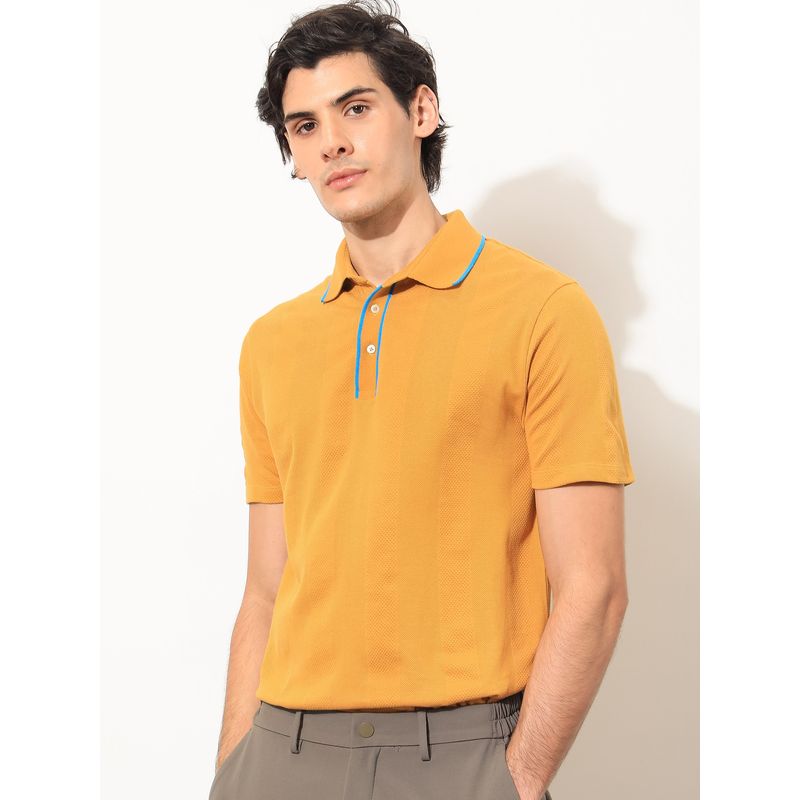 Rare Rabbit Cardona Collar Neck Polo T-Shirt Mustard (S)