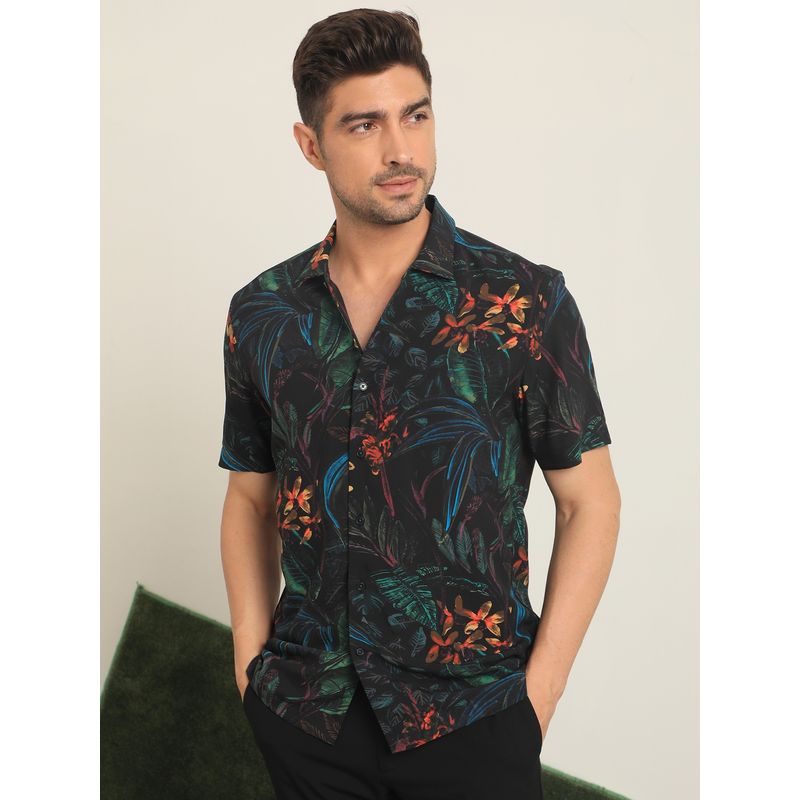 Rare Rabbit Dabney Tropical Print T-Shirt Multi-Color (L)