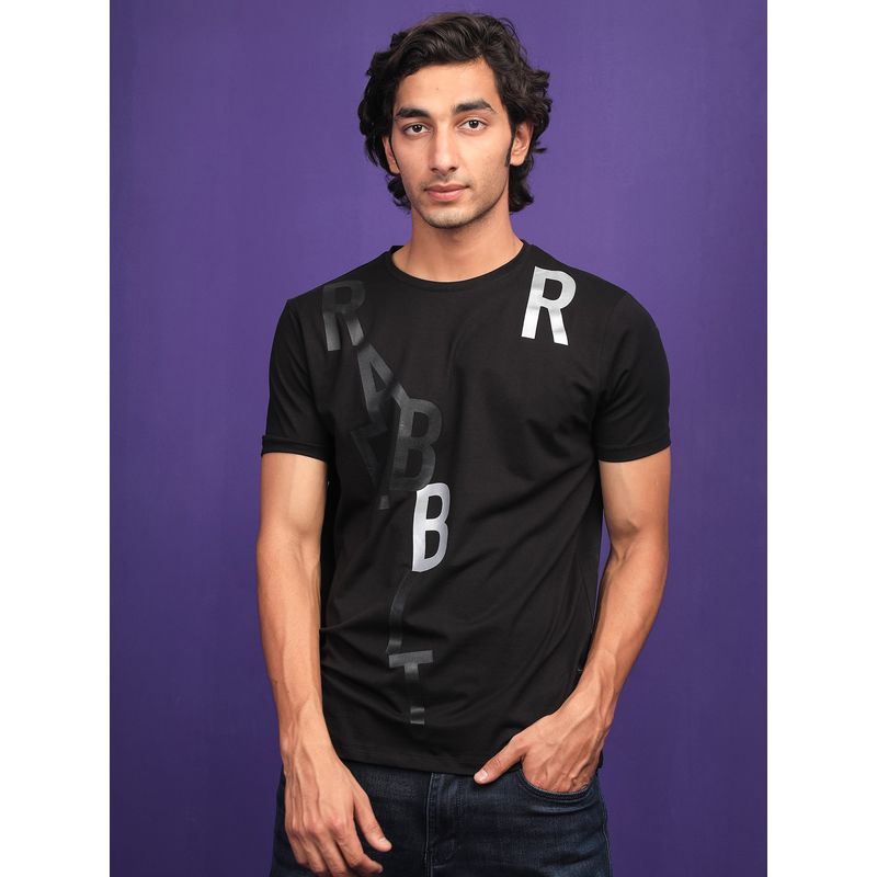 Rare Rabbit Heras All Over Printed Party T-Shirt Black (XS)