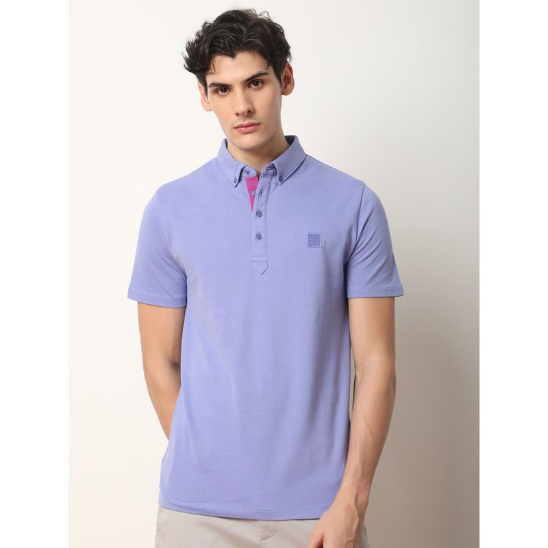 Rare Rabbit Herval Collared Neck Polo T-Shirt Purple (S)
