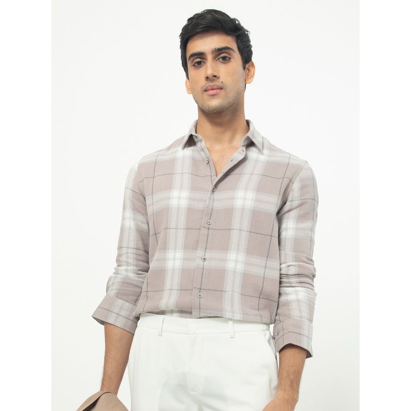 Rare Rabbit Melfi Smart Dupplin Checks Shirt Brown (M)