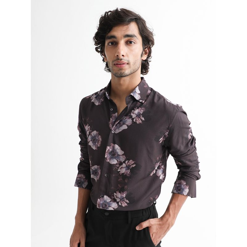 Rare Rabbit Muds Floral Printed Shirt Brown (M)