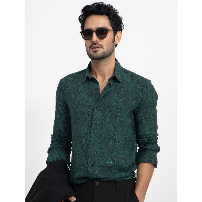 Rare Rabbit Pat Paisley Print T-Shirt Green (2XL)