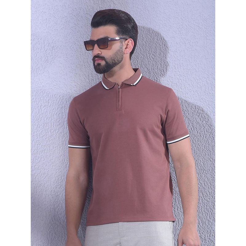 CRIMSOUNE CLUB Men Brown Polo T-Shirt (S)