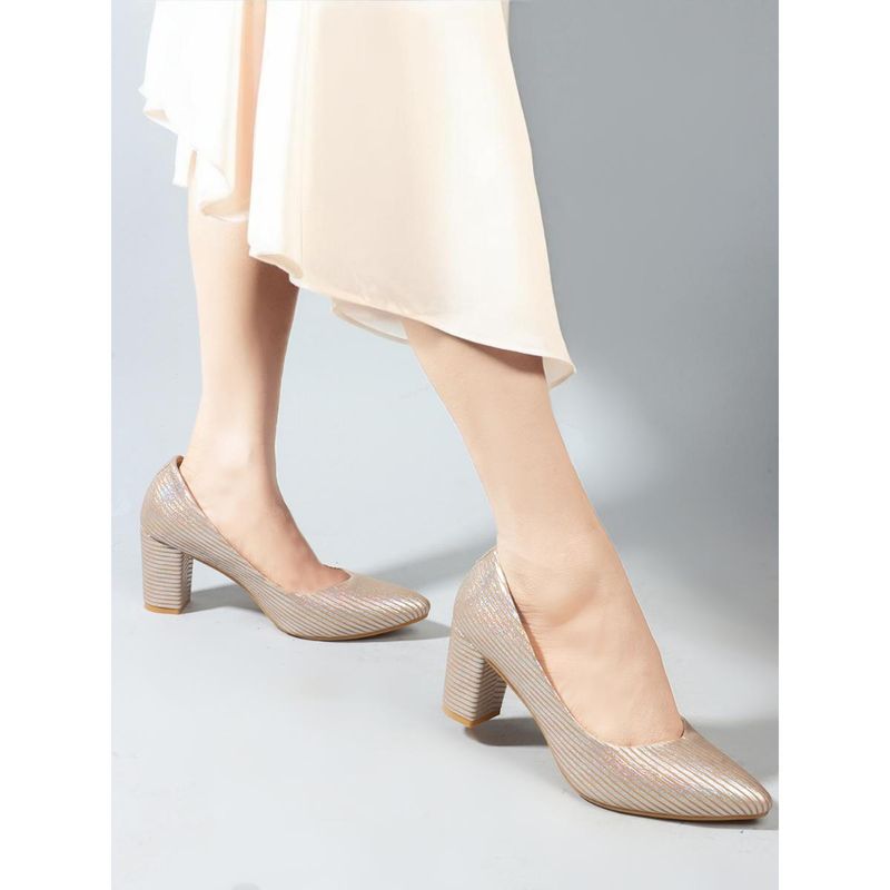 Carlton London Rose Gold Slip On Party Women Pumps (EURO 41)