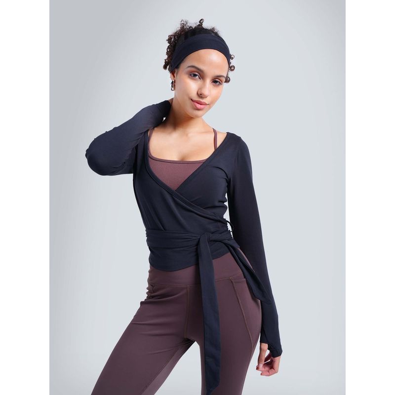 Buy Cava Athleisure Black Cotton Wrap Top Online
