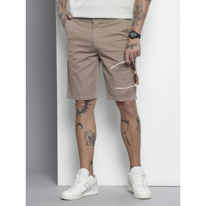 The Indian Garage Co Brown Men's Regular Fit Solid Mid-Rise Shorts (32)