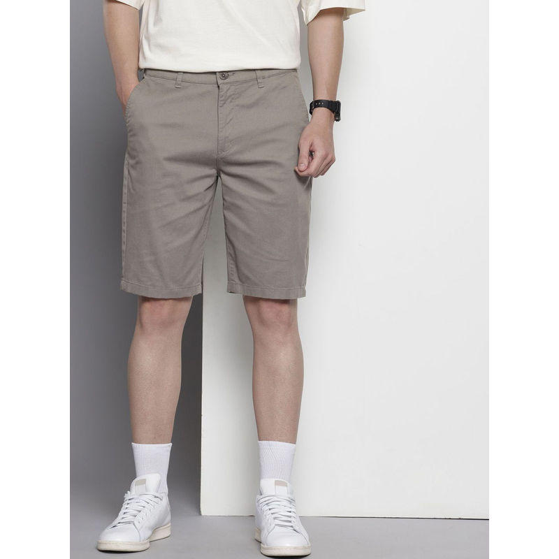 The Indian Garage Co Brown Men's Regular Fit Solid Mid-Rise Shorts (34)