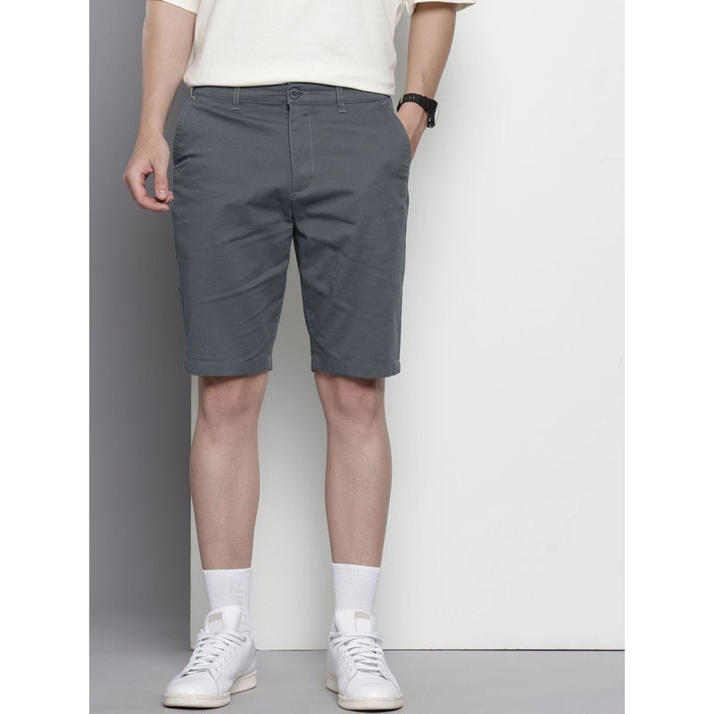 The Indian Garage Co Grey Men's Regular Fit Solid Mid-Rise Shorts (32)