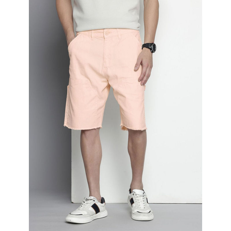 The Indian Garage Co Pink Men's Relaxed Fit Overdyed Mid-Rise Shorts (30)