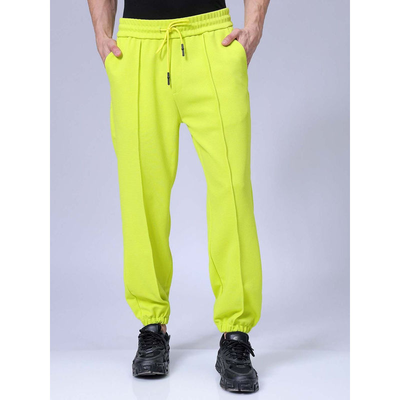 The Indian Garage Co Green Men's Loose Fit Solid Mid-Rise Knitted Joggers (30)